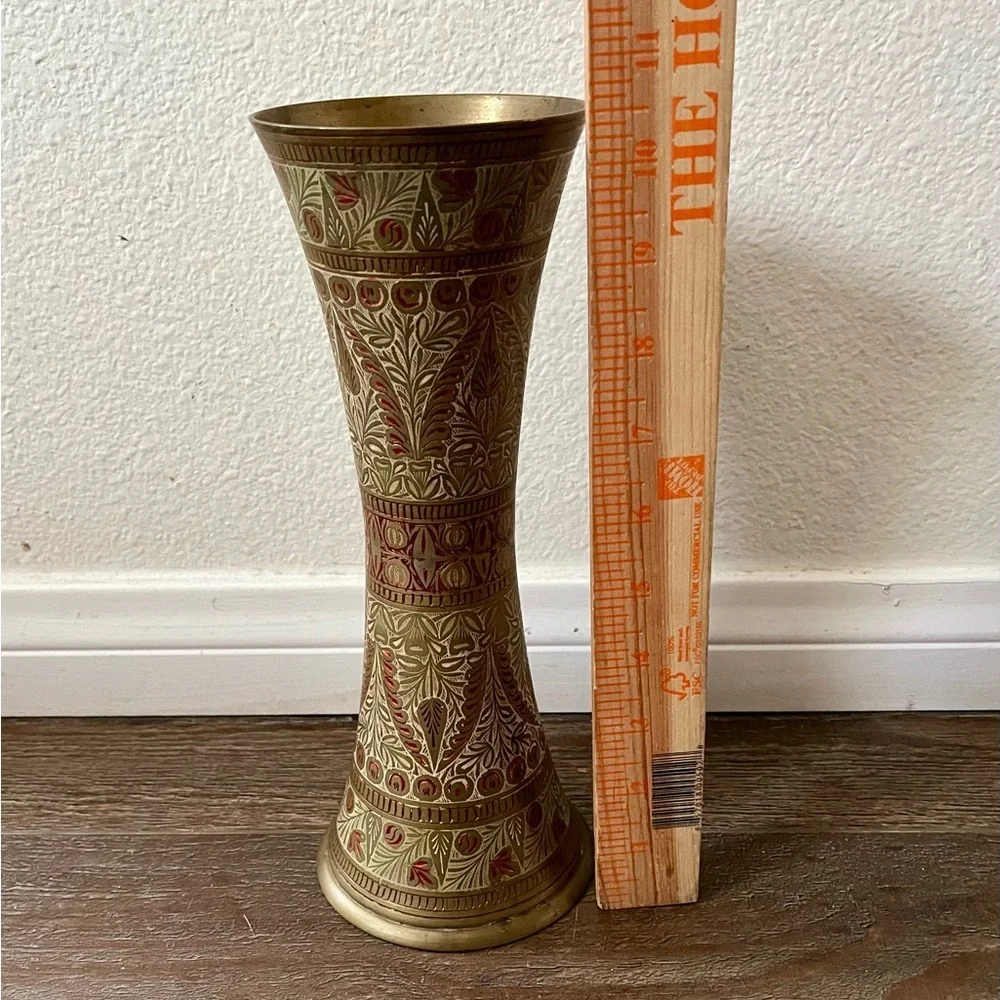 Vintage brass Taper vase h 10.5 inch
